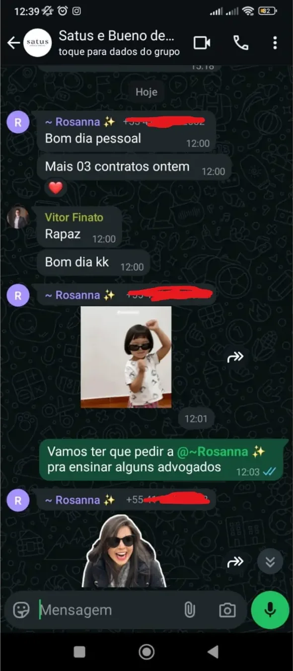 Print de WhatsApp: mais três contratos fechados em um dia